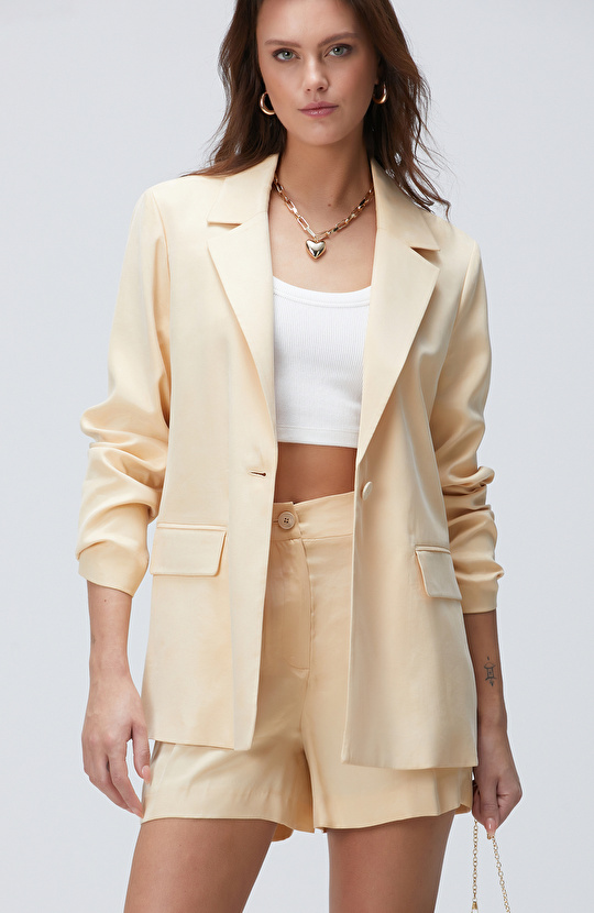 Açık Bej Cupro Blazer Ceket