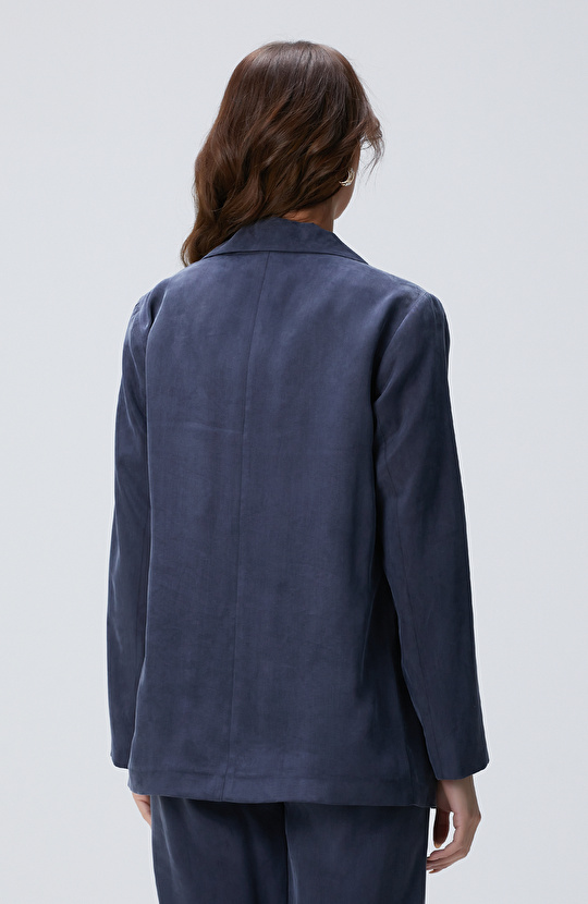 Lacivert Cupro Blazer Ceket