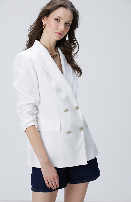 Beyaz Keten Ceket
