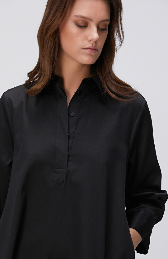 Siyah Mini Gömlek Elbise