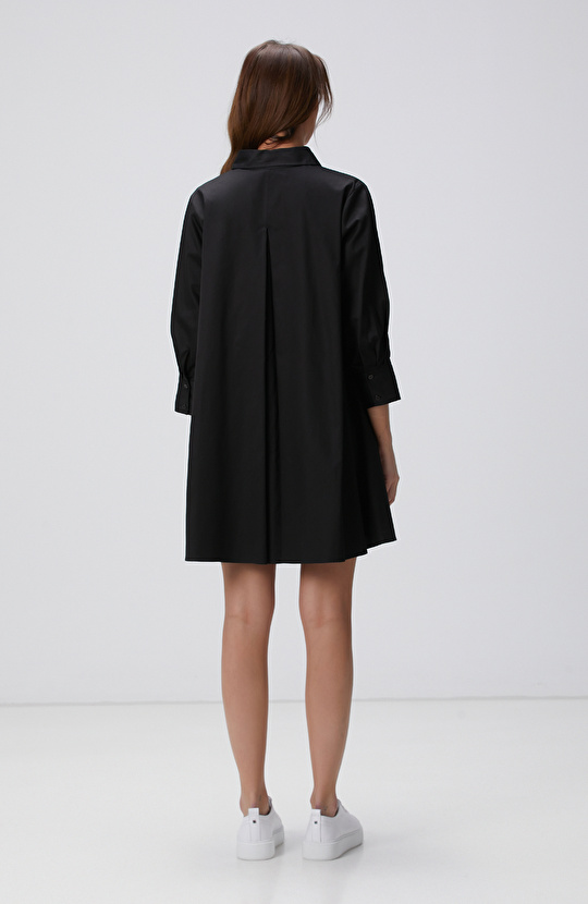 Siyah Mini Gömlek Elbise