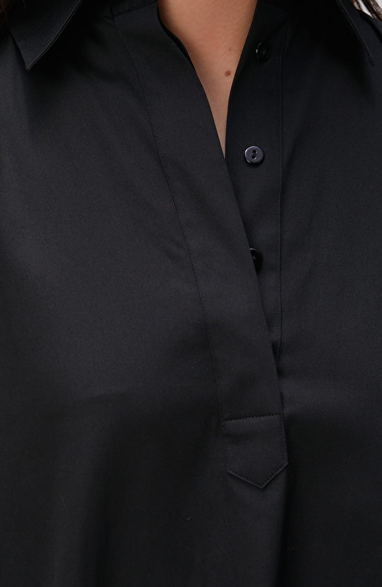 Siyah Mini Gömlek Elbise