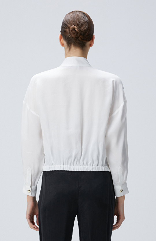 Beyaz Cupro Gömlek