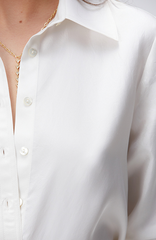 Limited Kırık Beyaz İpek Twill Gömlek