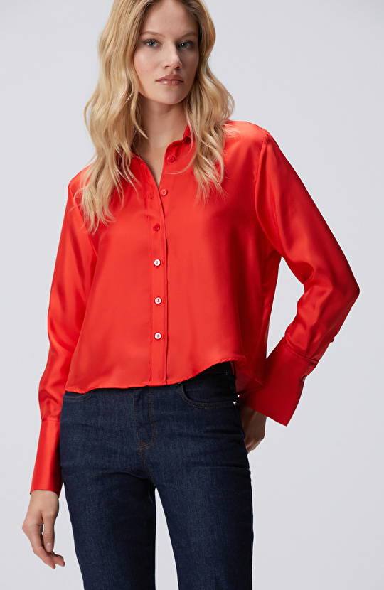 Limited Kırmızı İpek Twill Gömlek