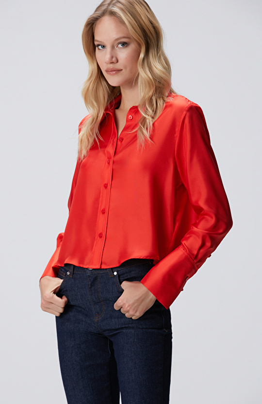 Limited Kırmızı İpek Twill Gömlek