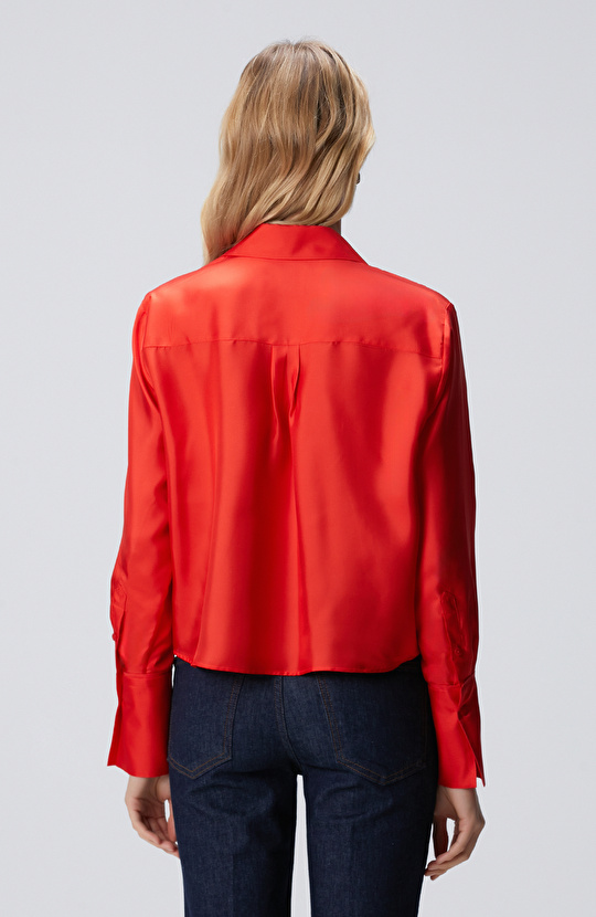 Limited Kırmızı İpek Twill Gömlek