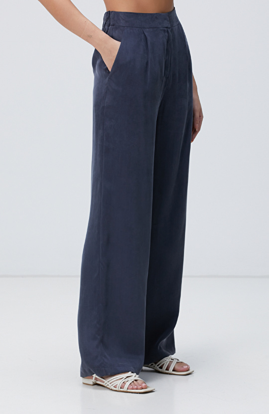 Lacivert Cupro Pantolon