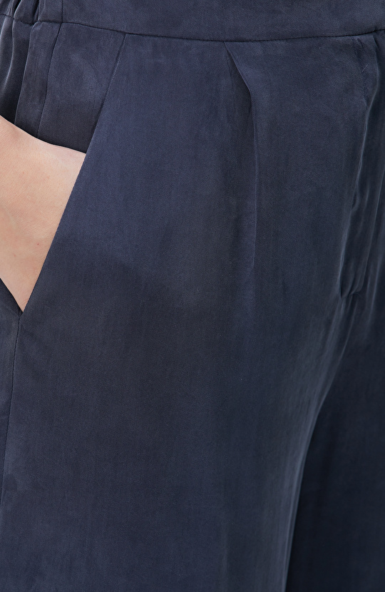 Lacivert Cupro Pantolon