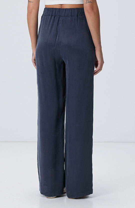 Lacivert Cupro Pantolon