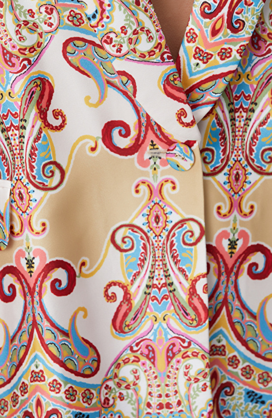 Bej Şal Desenli Ceket