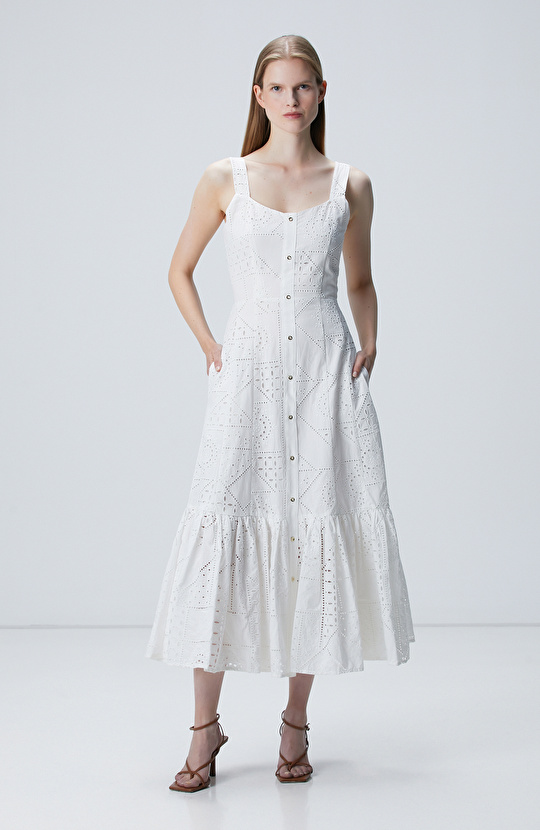 Beyaz Maxi Güpür Elbise Beyaz Maxi Güpür Elbise