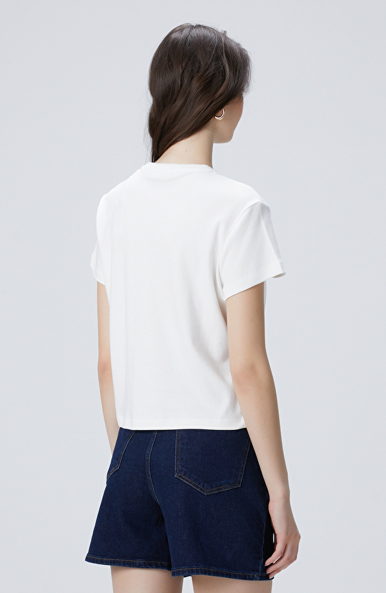 Kırık Beyaz Baskılı T-shirt