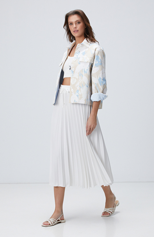 Kırık Beyaz Midi Etek