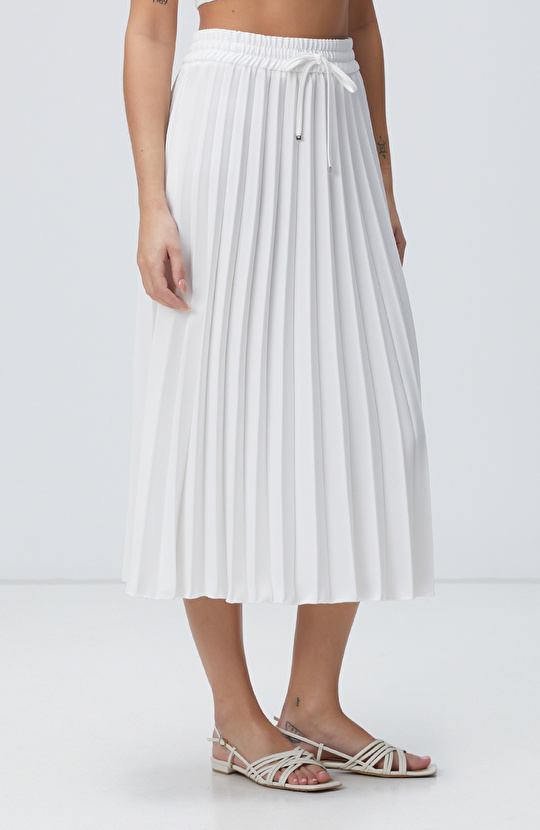 Kırık Beyaz Midi Etek