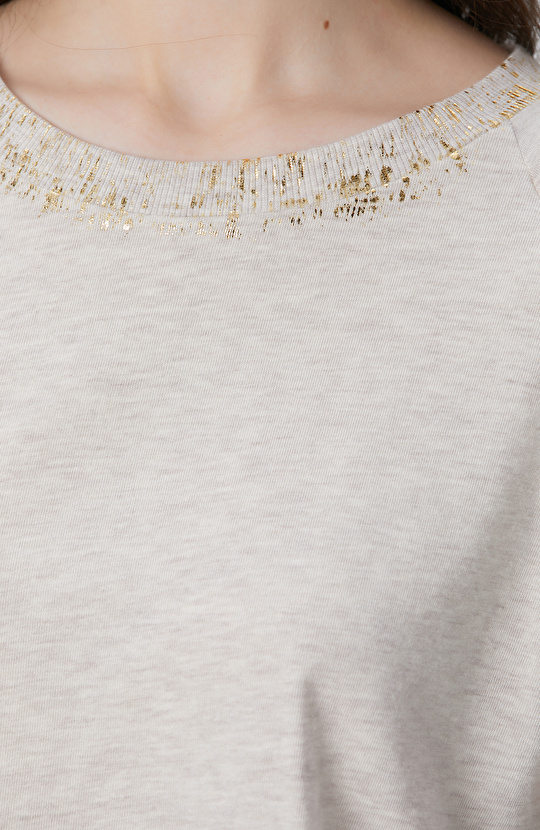 Bej Melanj Varak Baskılı T-shirt