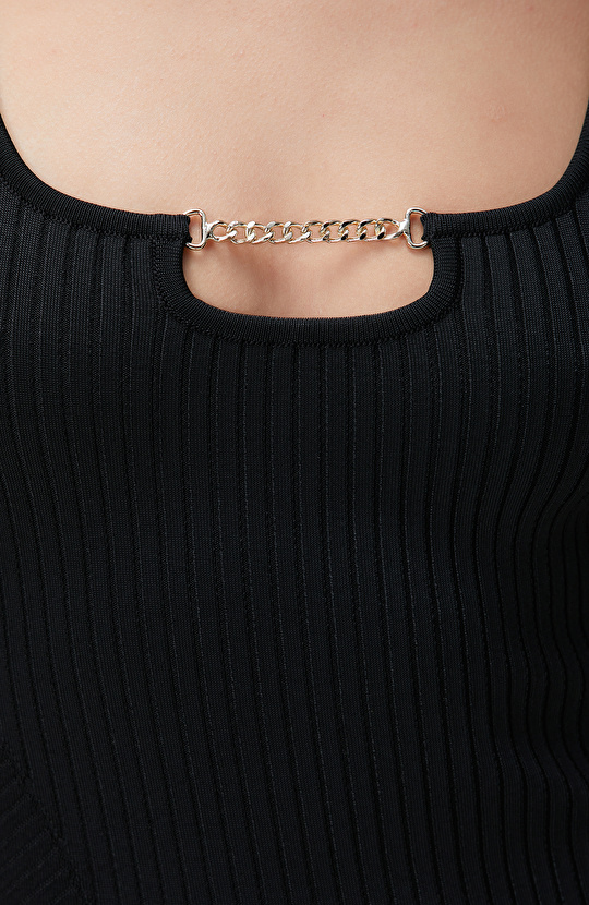 Siyah Mini Triko Elbise