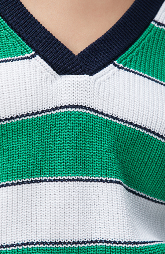 Yeşil Beyaz Çizgili Süveter
