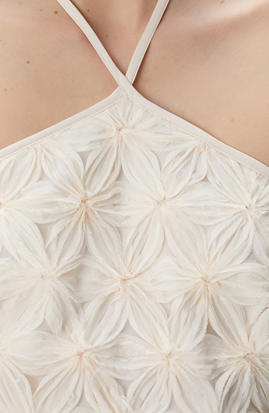 Kırık Beyaz Mini Boy Abiye Elbise