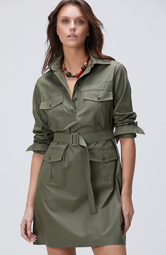 Haki Mini Elbise Haki Mini Elbise