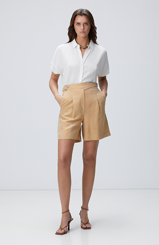 Kırık Beyaz Çizgili Gömlek