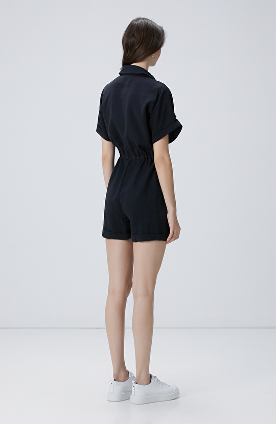 Siyah Safari Şort Tulum