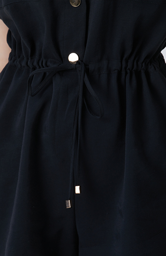 Siyah Safari Şort Tulum