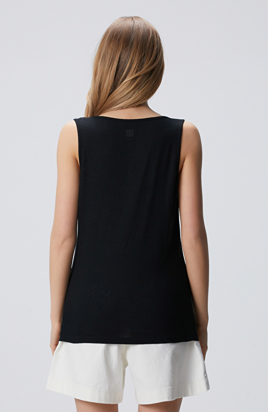 Siyah Keten Mix T-shirt