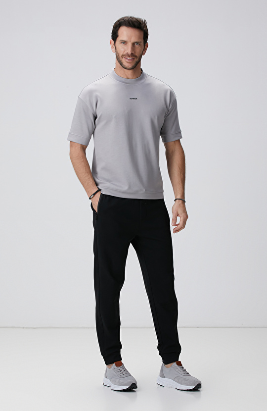 Açık Gri Baskılı Sweatshirt