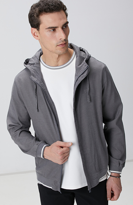 Antrasit Keten Karışım Mont