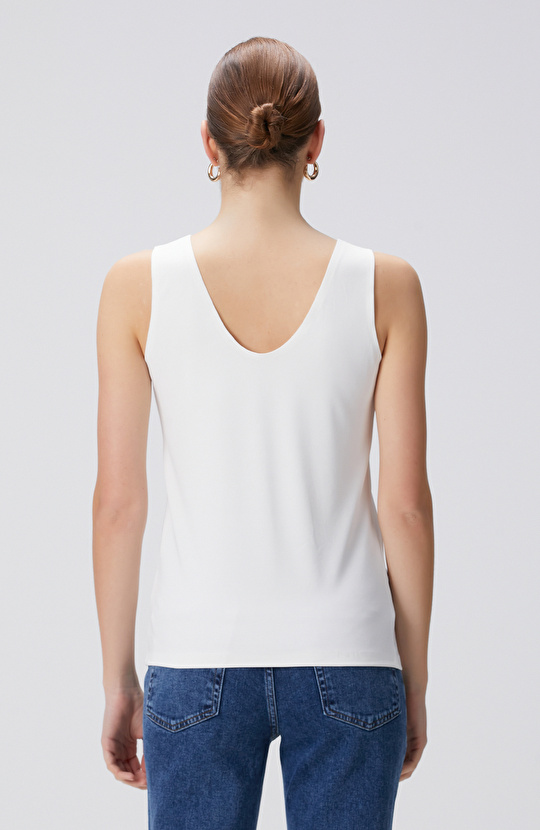 Kırık Beyaz Basic Örme Bluz