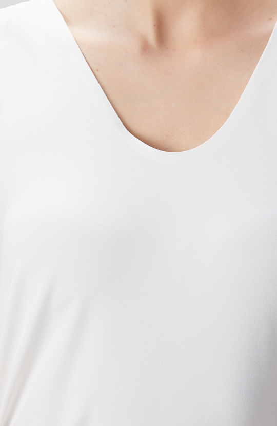 Kırık Beyaz Basic Örme Bluz