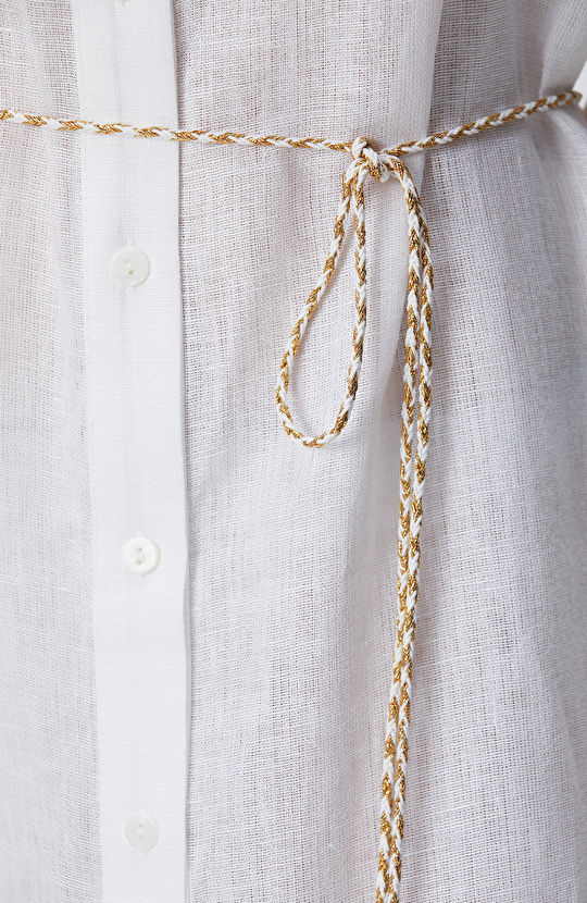 Beyaz Keten Plaj Elbisesi