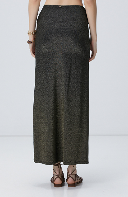 Siyah Gold Maxi Plaj Etek