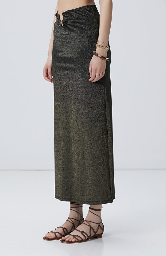 Siyah Gold Maxi Plaj Etek