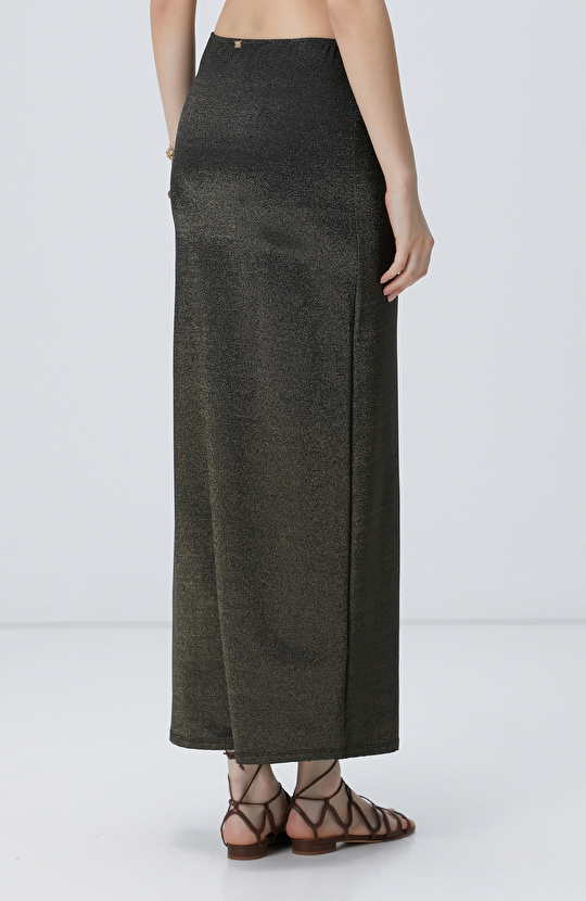 Siyah Gold Maxi Plaj Etek