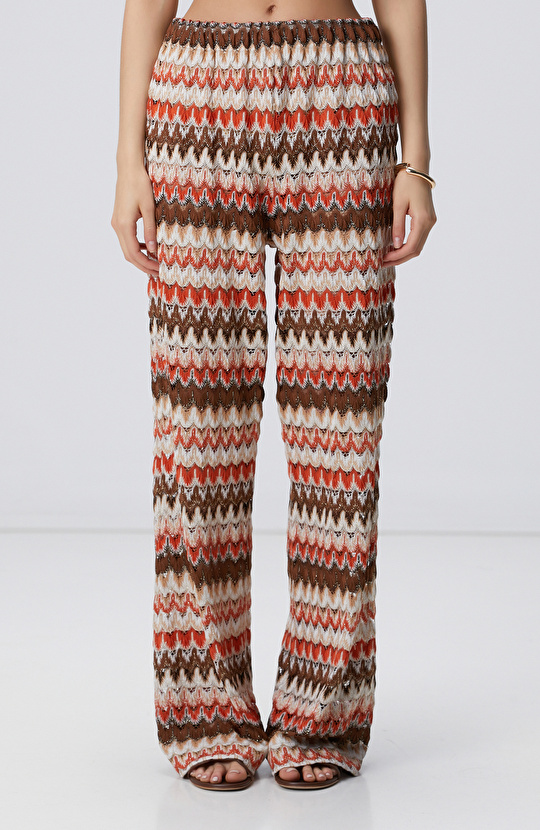 Kırık Beyaz Kahverengi Plaj Pantolonu