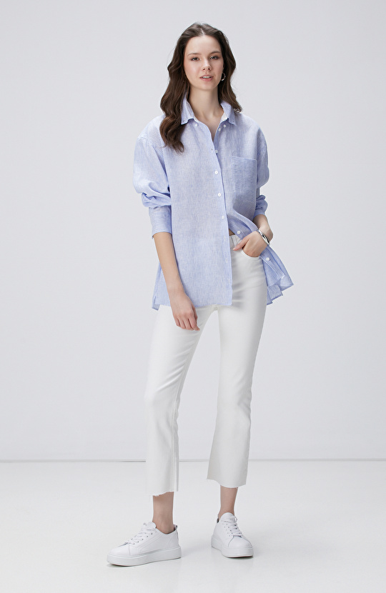 Kırık Beyaz Denim Pantolon