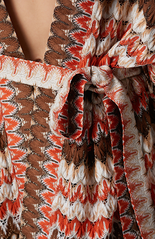 Kırık Beyaz Kahverengi Kısa Kaftan