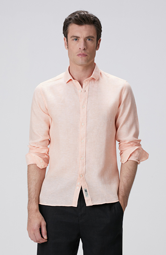 Turuncu Keten Gömlek