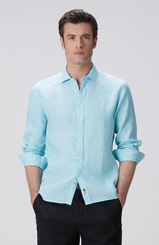 Su Yeşili Keten Gömlek Su Yeşili Keten Gömlek