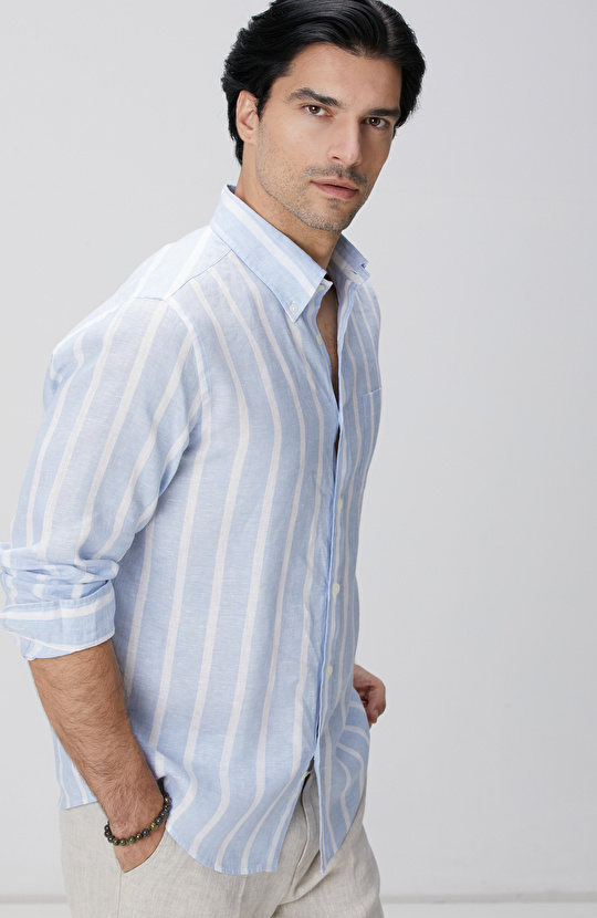 Mavi Beyaz Çizgili Gömlek