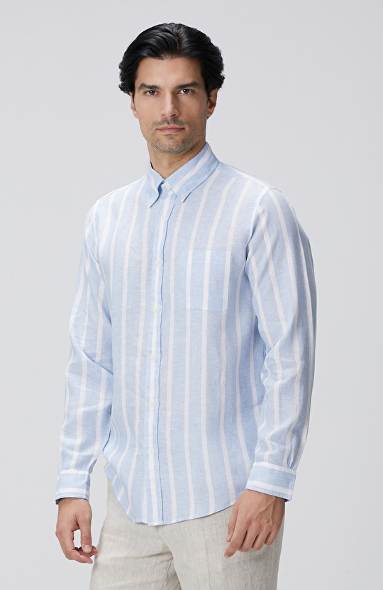 Mavi Beyaz Çizgili Gömlek