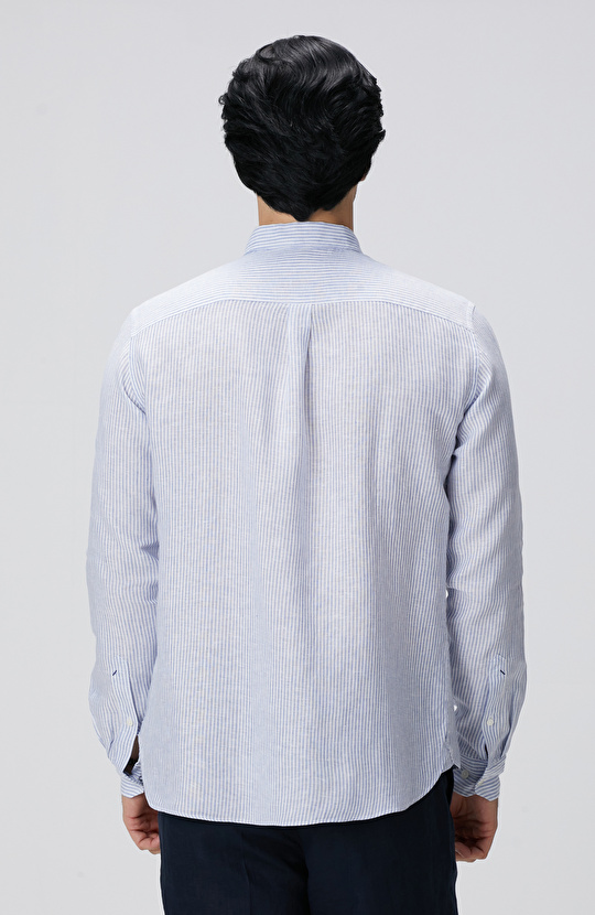 Açık Mavi Beyaz Çizgili Gömlek