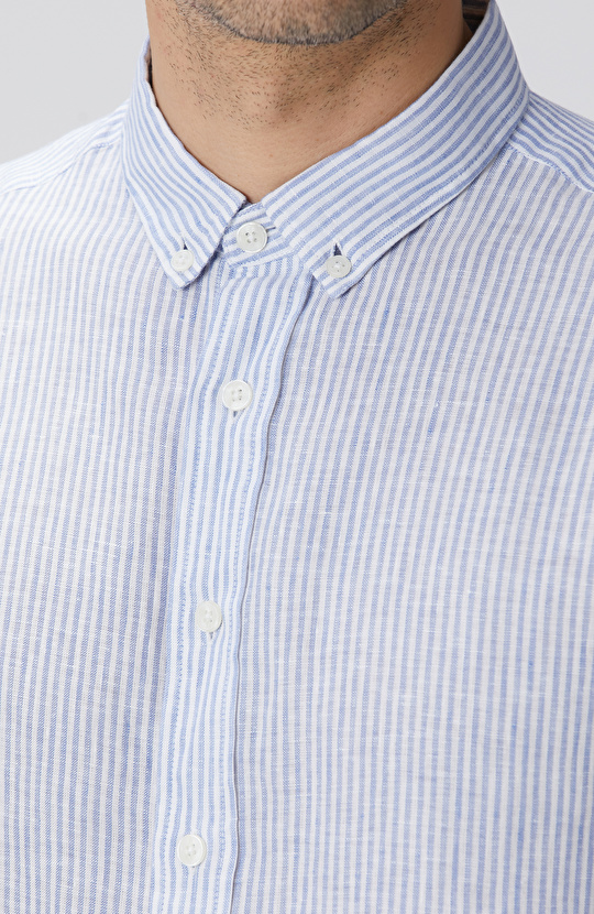 Açık Mavi Beyaz Çizgili Gömlek