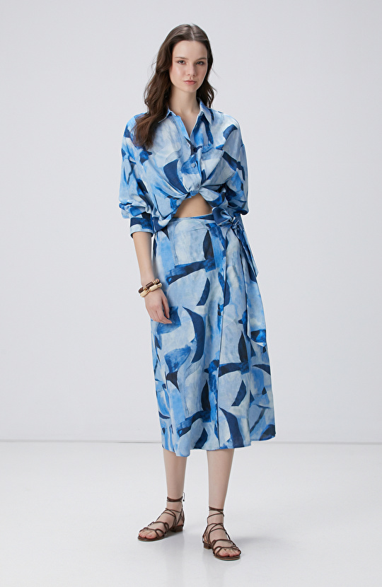 Lacivert Mavi Desenli Gömlek