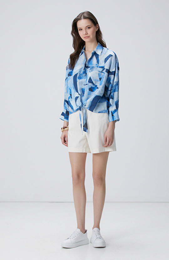 Lacivert Mavi Desenli Gömlek