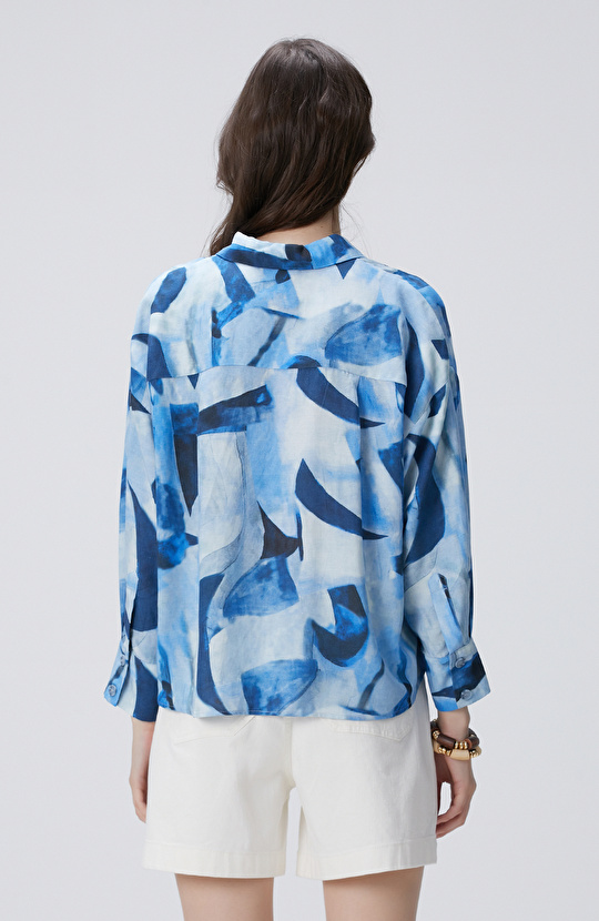 Lacivert Mavi Desenli Gömlek