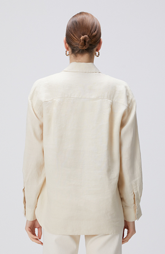 Bej Keten Gömlek