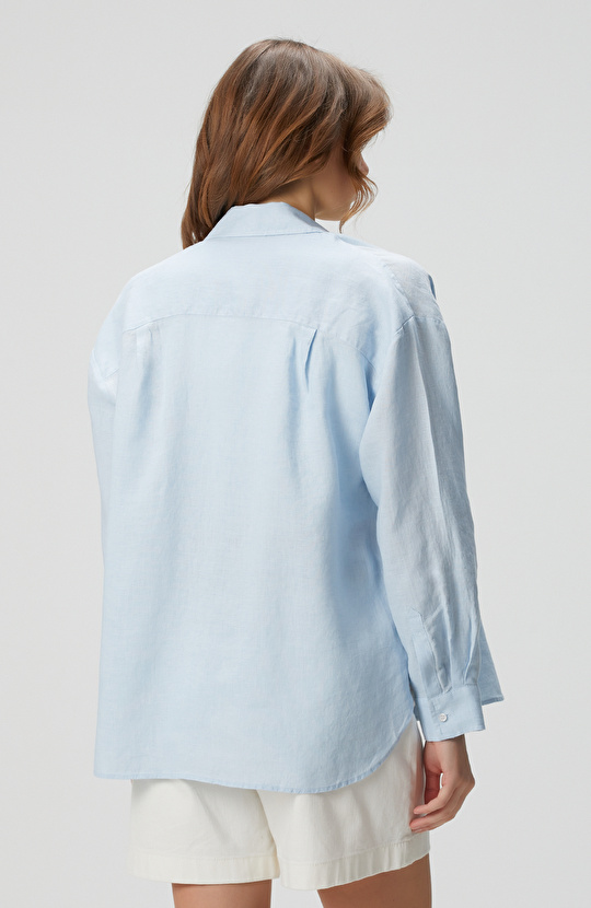 Mavi Keten Gömlek